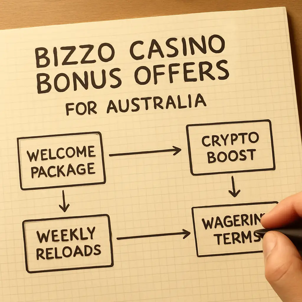 Bizzo Casino Bonus Offers for Australia visual guide for Bizzo Casino