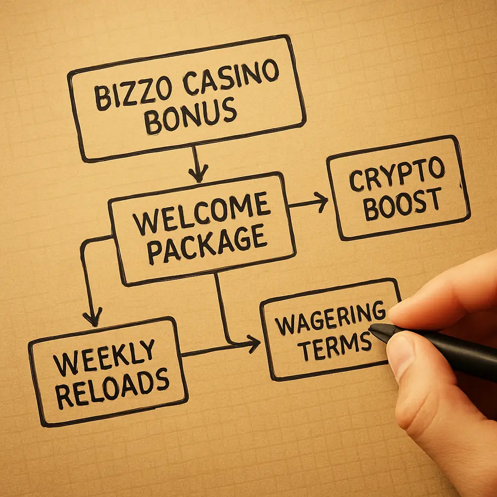 Bizzo Casino Bonus Offers for Australia visual guide for Bizzo Casino